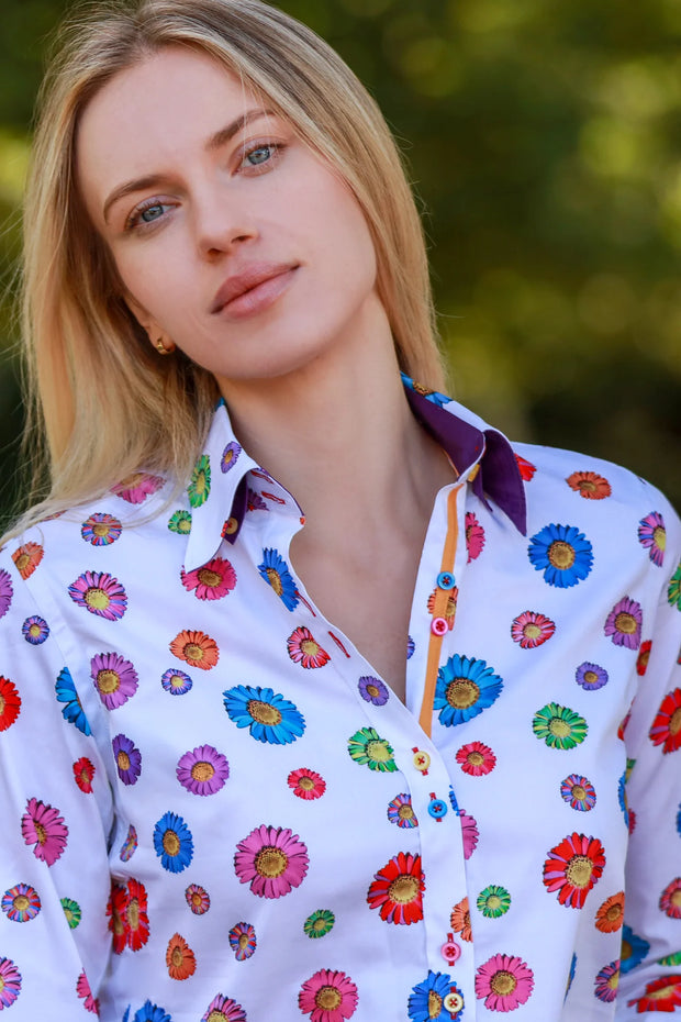 Claudio Lugli - Ladies Cotton Shirt - Blooming Bliss Daisy (CLW2405)