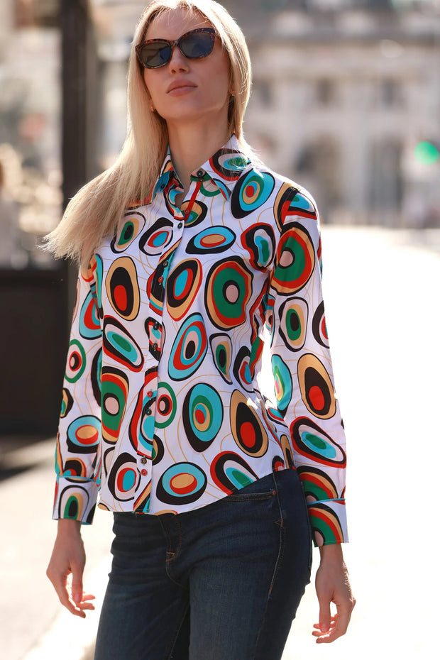 Claudio Lugli - Ladies Cotton Shirt - Abstract Swirl (CLW2407)