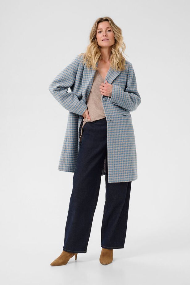 Cream - CRWestie - Long Coat in Blue Heaven Jacquard (10614020)