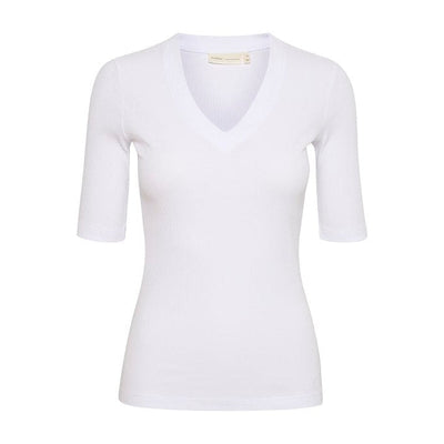 InWear - DagnaIW White V Neck 1/2 Sleeve Tee Shirt