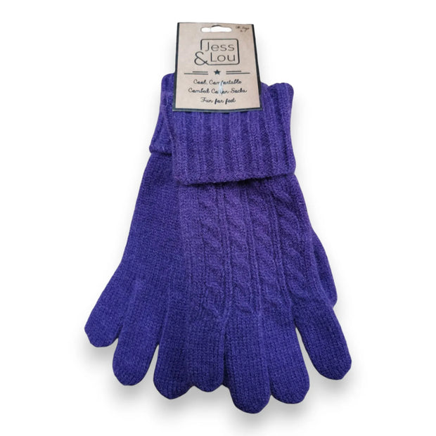 Jess & Lou - Cosy Cable Knit Purple Gloves (GL2110)