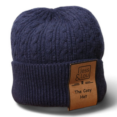 Jess & Lou - Cosy Navy Unisex Cable Knit Beanie Hat (HL700)