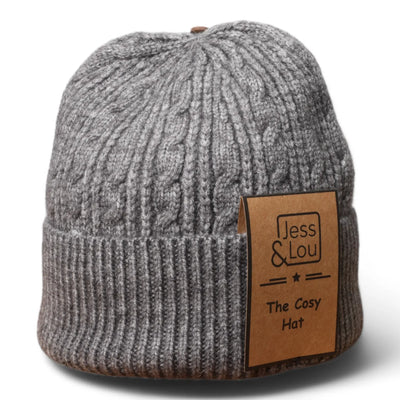 Jess & Lou - Cosy Charcoal Unisex Cable Knit Beanie Hat (HL706)