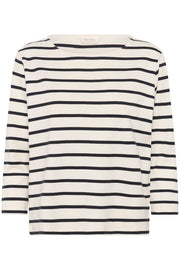 Part Two - NelaPW 3/4 Sleeve Round Neck Stripe Organic Cotton Top