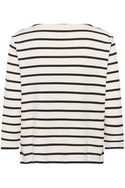 Part Two - NelaPW 3/4 Sleeve Round Neck Stripe Organic Cotton Top