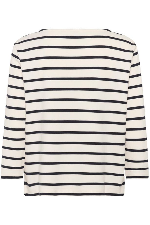 Part Two - NelaPW 3/4 Sleeve Round Neck Stripe Organic Cotton Top