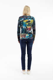 Orientique - New York New York - Round Neck Top In Bold Patch Print (23037)