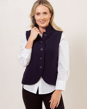 SEE SAW - Button Through High Collar Boiled Wool Waistcoat (SS150) (2 colours)