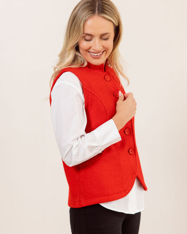 SEE SAW - Button Through High Collar Boiled Wool Waistcoat (SS150) (2 colours)