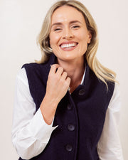 SEE SAW - Button Through High Collar Boiled Wool Waistcoat (SS150) (2 colours)