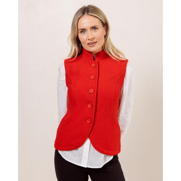 SEE SAW - Button Through High Collar Boiled Wool Waistcoat (SS150) (2 colours)