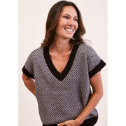 SEE SAW - Black & Light Grey Loose Fit V Neck Slipover (SS220)