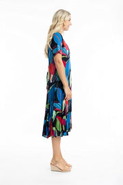Orientique - Seychelles - Floaty Bold Print Godet Short Sleeve Dress (91009)