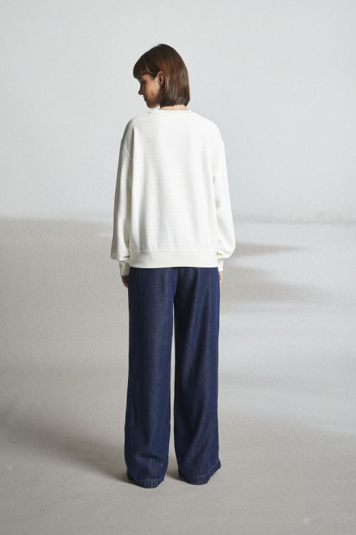 Mat De Misaine - Marly - Ribbed Sweatshirt in Cream