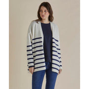 Betty Basics - Emy - Cream With Navy Blue Stripes oversized Cardigan (BB4065)