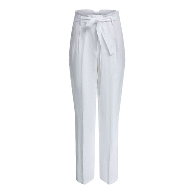 Oui - High Waisted Wide Leg Natural Linen Trouser