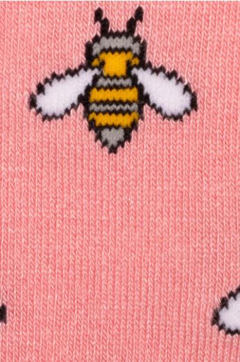 Swole Panda - Ladies Bamboo Socks - Pink with Bumblebee Design